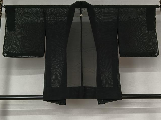 平和屋着物▽羽織 スリーシーズン 春夏秋 塵除け 流水文 黒地 正絹 逸品 AABL3921jh