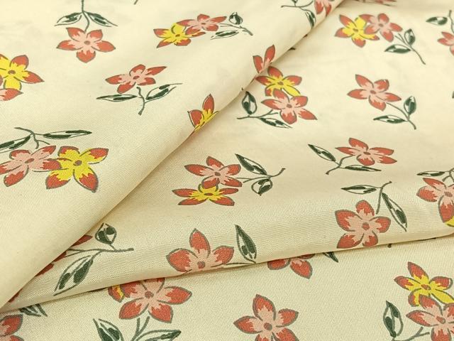 平和屋着物▽上質な小紋 単衣 草花文 正絹 逸品 AABL3932jh