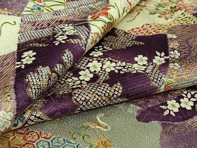 平和屋着物▽創業460年・千總 小紋 単衣 吉祥花文 金彩 正絹 逸品 AABL3938jh