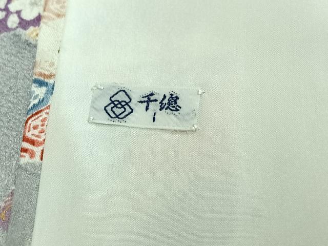 平和屋着物▽創業460年・千總 小紋 単衣 吉祥花文 金彩 正絹 逸品 AABL3938jh
