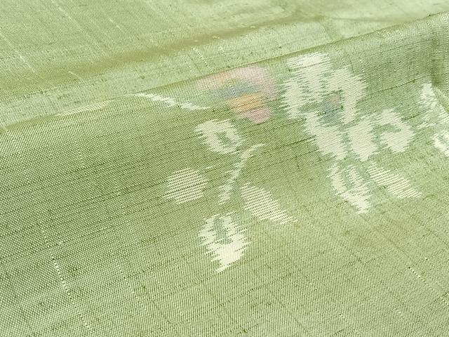 平和屋着物▽上質な紬 単衣 草花文 正絹 逸品 AABL3940jh