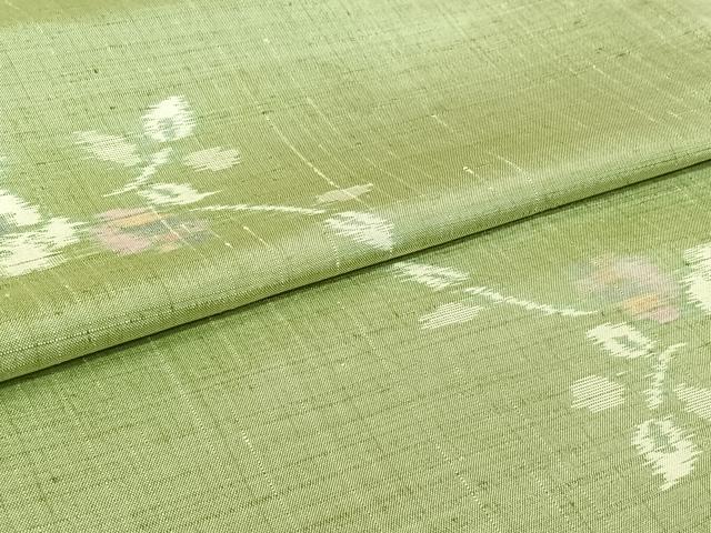 平和屋着物▽上質な紬 単衣 草花文 正絹 逸品 AABL3940jh
