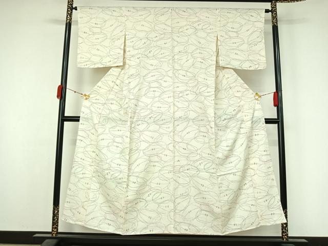 平和屋着物▽上質な小紋 単衣 手描き さくらんぼ 正絹 逸品 AABL3942jh
