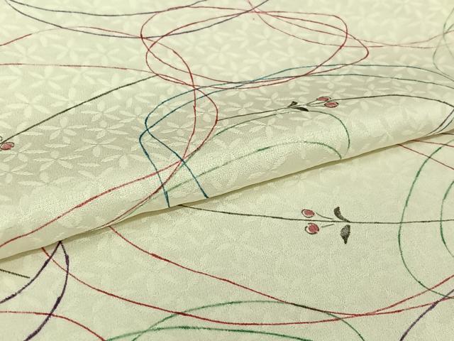平和屋着物▽上質な小紋 単衣 手描き さくらんぼ 正絹 逸品 AABL3942jh