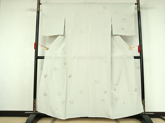 平和屋着物▽訪問着 単衣 総刺繍 花蝶丸文 金糸 正絹 逸品 AABL3945jh
