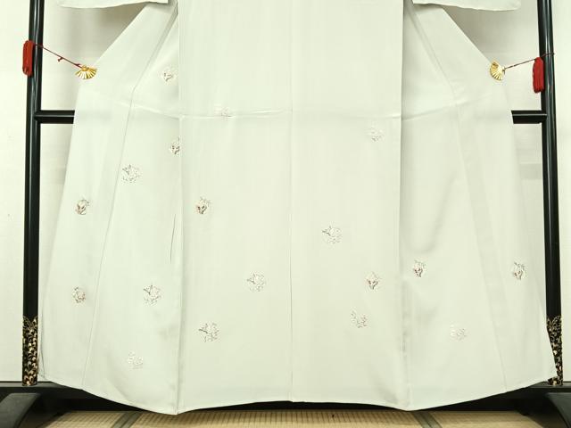 平和屋着物▽訪問着 単衣 総刺繍 花蝶丸文 金糸 正絹 逸品 AABL3945jh