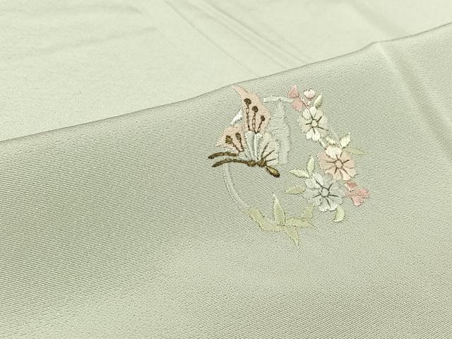 平和屋着物▽訪問着 単衣 総刺繍 花蝶丸文 金糸 正絹 逸品 AABL3945jh