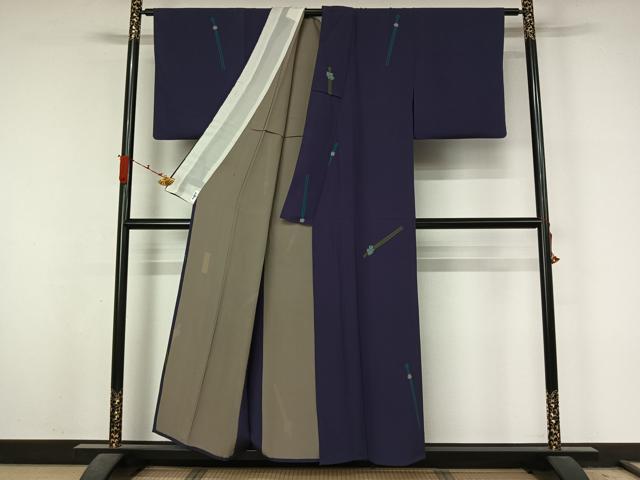 平和屋着物▽世界的人形師 辻村寿三郎 ジュサブロー 小紋 単衣 簪 正絹 逸品 AABL3959jh