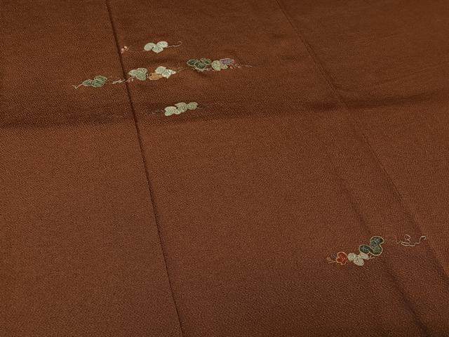 平和屋着物▽訪問着 単衣 駒刺繍 花唐草文 金糸 鬼しぼ縮緬 正絹 逸品 AABL3961jh