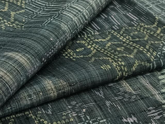 平和屋着物▽上質な紬 単衣 切嵌亀甲文 正絹 逸品 AABL3964jh