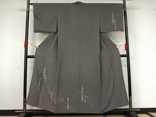 平和屋着物▽訪問着 単衣 刺繍 七宝花文 金糸 金彩 正絹 逸品 AABL3970jh