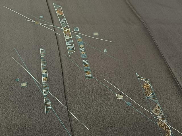平和屋着物▽訪問着 単衣 刺繍 七宝花文 金糸 金彩 正絹 逸品 AABL3970jh