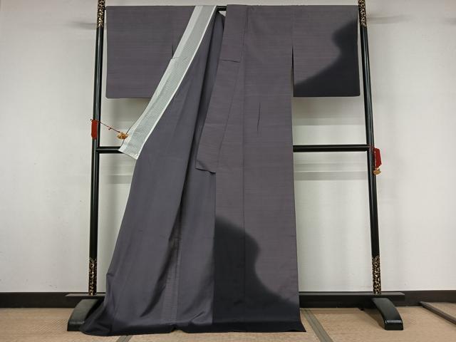 平和屋着物▽藤倉守正 本塩沢 訪問着 単衣 やまだ織 霞文 暈し染め ロング丈 正絹 逸品 AABL3980jh