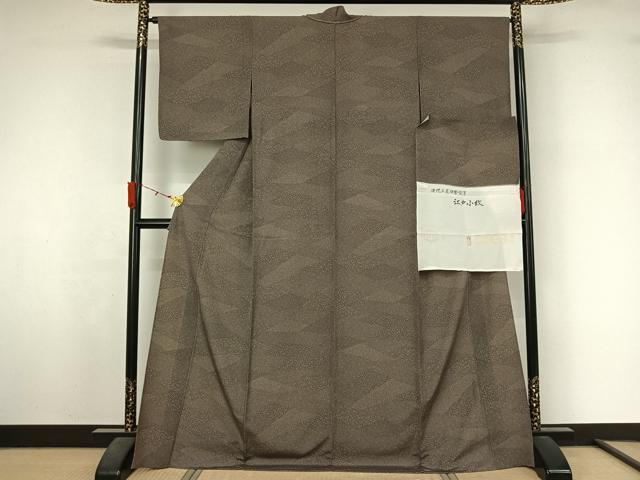 平和屋着物▽江戸小紋 単衣 伝統工芸伊勢型写 寄せ小紋柄 丹後ちりめん 反端付き 正絹 逸品 未使用 AABL3983jh