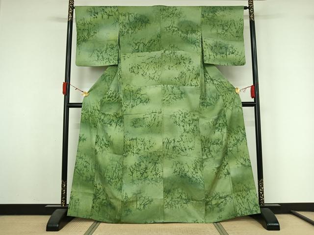 平和屋着物▽上質な小紋 単衣 霞文 暈し染め 正絹 逸品 AABL3995jh