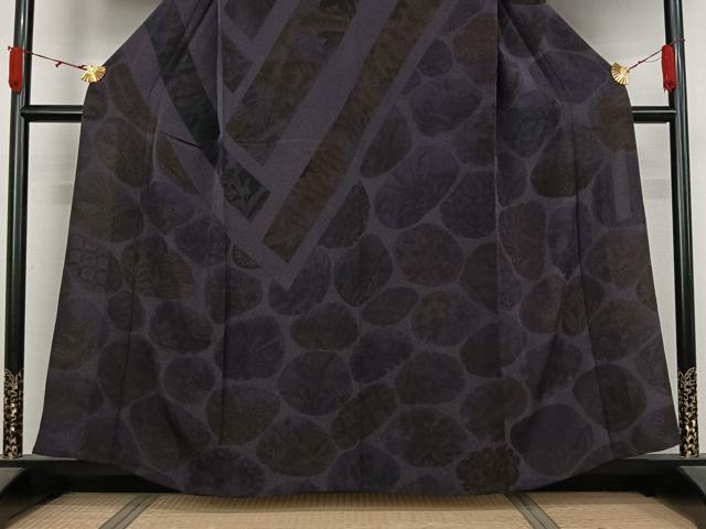 平和屋着物▽訪問着 単衣 草花文 鬼しぼ縮緬 正絹 逸品 AABL3998jh