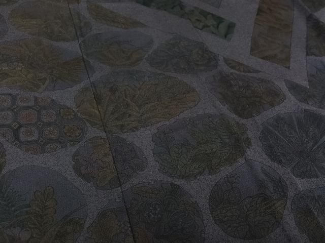 平和屋着物▽訪問着 単衣 草花文 鬼しぼ縮緬 正絹 逸品 AABL3998jh