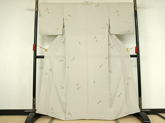 平和屋着物▽上質な小紋 単衣 舞葉文 金彩 正絹 逸品 AABL3999jh