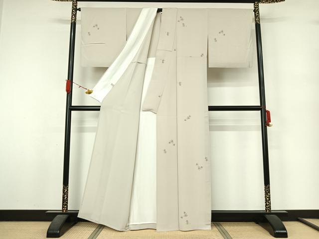 平和屋着物▽上質な小紋 単衣 舞葉文 金彩 正絹 逸品 AABL3999jh