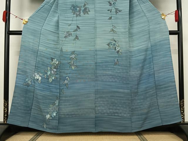 平和屋着物▽訪問着 単衣 草花文 暈し染め 正絹 逸品 AABL4004jh