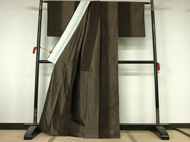 平和屋着物▽上質な紬 単衣 間道 正絹 逸品 AABL4006jh