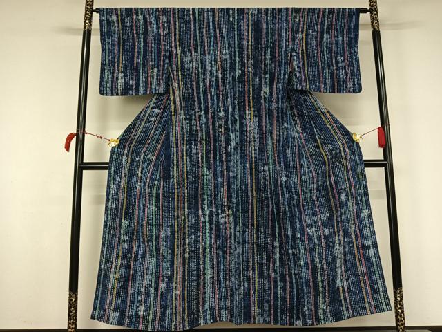 平和屋着物▽上質な小紋 単衣 縞 正絹 逸品 未使用 AABL4010jh