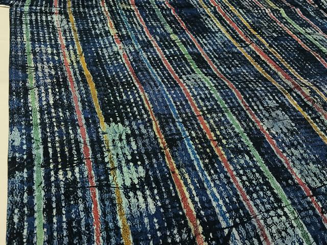 平和屋着物▽上質な小紋 単衣 縞 正絹 逸品 未使用 AABL4010jh