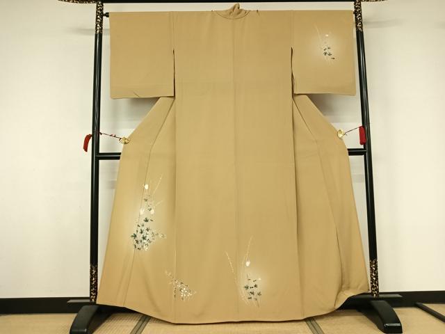 平和屋着物▽訪問着 単衣 友禅 草花文 正絹 逸品 AABL4013jh