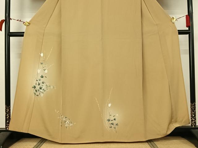 平和屋着物▽訪問着 単衣 友禅 草花文 正絹 逸品 AABL4013jh