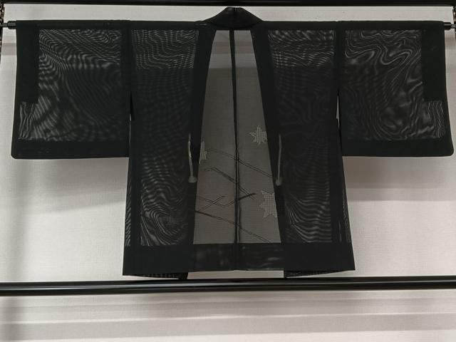 平和屋着物▽羽織 スリーシーズン 春夏秋 塵除け 舞葉文 黒地 洗える着物 AABL4015jh