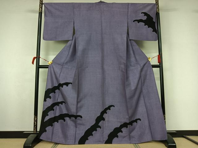 平和屋着物▽訪問着 単衣 紬地 絞り 立波文 正絹 逸品 AABL4025jh