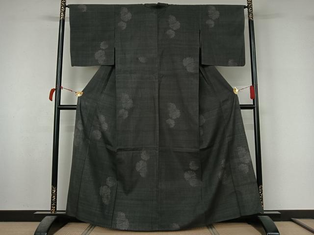 平和屋着物▽本場結城紬 重要無形文化財 単衣 100亀甲 飛び亀甲柄 正絹 逸品 AABL4028jh