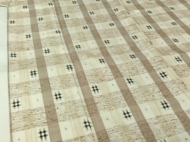 平和屋着物▽ぜんまい紬 単衣 井桁絣 正絹 逸品 AABL4033jh