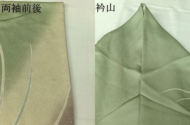 平和屋着物▽訪問着 単衣 駒刺繍 草花文 暈し染め 金彩 正絹 逸品 AABL4040jh