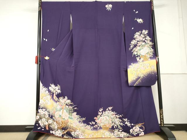 平和屋着物●豪華振袖 駒刺繍 花車文 暈し染め 金彩 やまと誂製 正絹 逸品 AABL4042cs