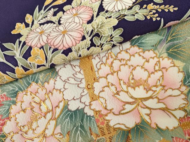 平和屋着物●豪華振袖 駒刺繍 花車文 暈し染め 金彩 やまと誂製 正絹 逸品 AABL4042cs