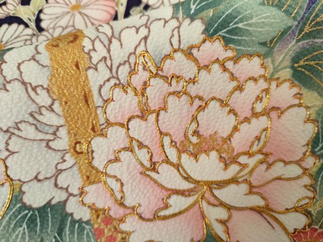 平和屋着物●豪華振袖 駒刺繍 花車文 暈し染め 金彩 やまと誂製 正絹 逸品 AABL4042cs