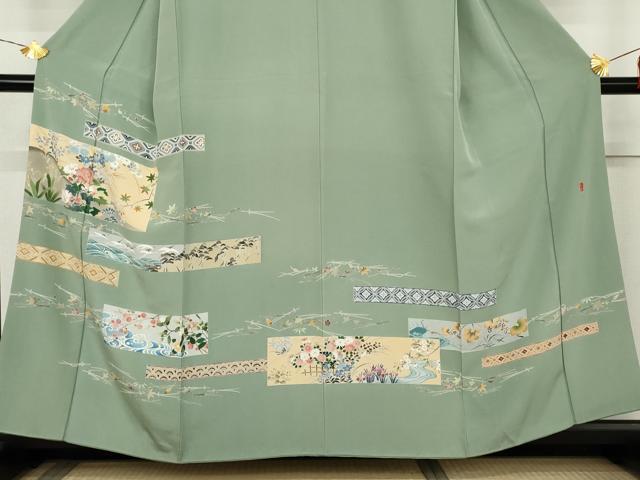 平和屋着物●訪問着 友禅 作家物 飛鶴風景文 正絹 逸品 AABL4043cs