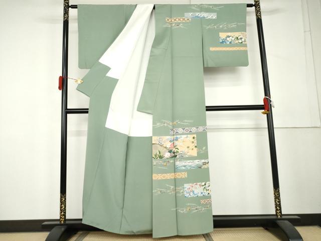 平和屋着物●訪問着 友禅 作家物 飛鶴風景文 正絹 逸品 AABL4043cs