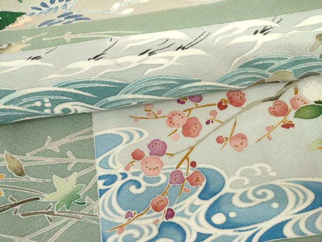 平和屋着物●訪問着 友禅 作家物 飛鶴風景文 正絹 逸品 AABL4043cs