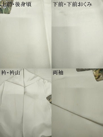 平和屋着物●訪問着 螺鈿 色紙重ね草花文 金銀彩 嘘つき襦袢 正絹 逸品 AABL4044cs