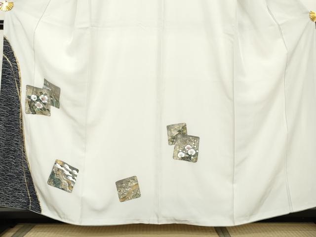 平和屋着物●訪問着 螺鈿 色紙重ね草花文 金銀彩 嘘つき襦袢 正絹 逸品 AABL4044cs