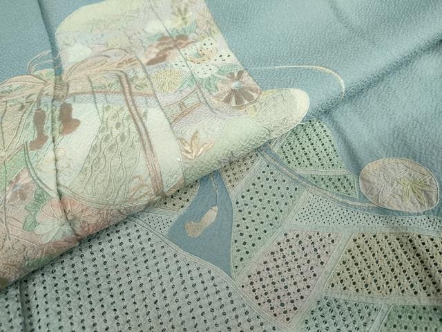 平和屋着物●中国三大刺繍 汕頭刺繍 スワトウ刺繍 相良刺繍 蘇州刺繍 総刺繍 訪問着 貝桶吉祥花文 正絹 逸品 AABL4048cs