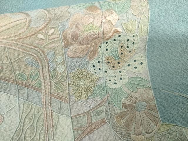 平和屋着物●中国三大刺繍 汕頭刺繍 スワトウ刺繍 相良刺繍 蘇州刺繍 総刺繍 訪問着 貝桶吉祥花文 正絹 逸品 AABL4048cs