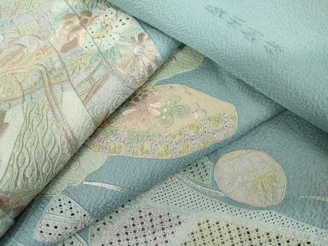 平和屋着物●中国三大刺繍 汕頭刺繍 スワトウ刺繍 相良刺繍 蘇州刺繍 総刺繍 訪問着 貝桶吉祥花文 正絹 逸品 AABL4048cs