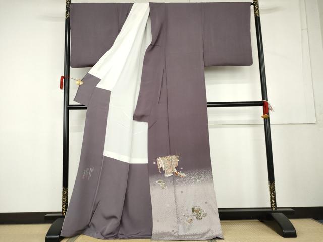 平和屋着物●松尾光琳 色留袖 誰が袖吉祥文 銀彩 ロング丈 正絹 逸品 AABL4051cs