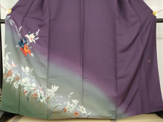 平和屋着物●染色作家 木下茂森 訪問着 手描き 枝花文 暈し染め 正絹 逸品 AABL4052cs
