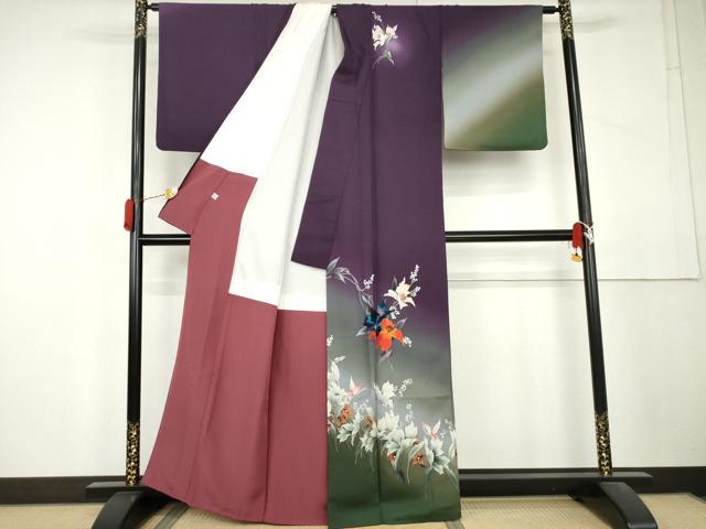 平和屋着物●染色作家 木下茂森 訪問着 手描き 枝花文 暈し染め 正絹 逸品 AABL4052cs