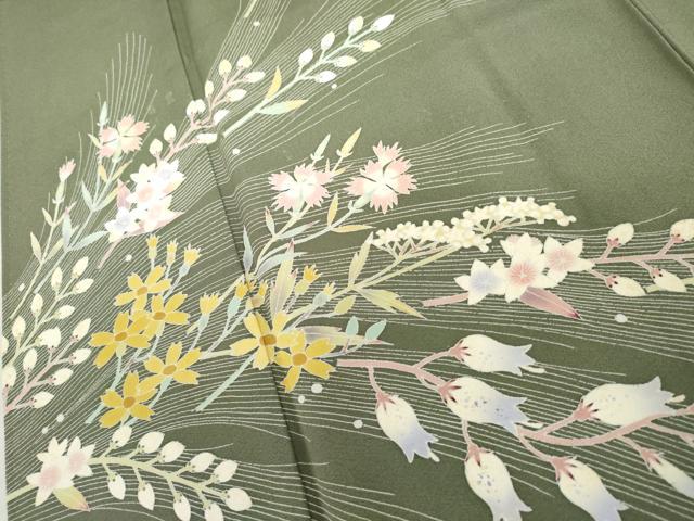 平和屋着物●訪問着 友禅 作家物 枝花文 正絹 逸品 AABL4053cs