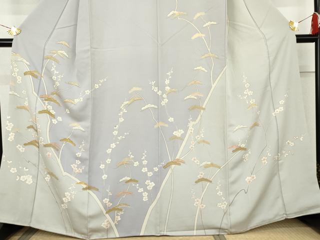平和屋着物●訪問着 駒刺繍 梅松文 金彩 正絹 逸品 AABL4054cs